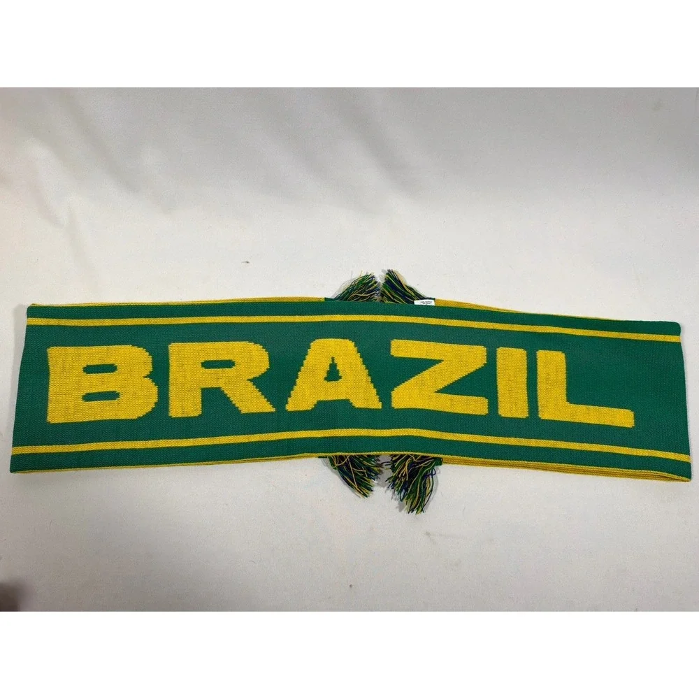 Brazil Soccer Knit‎ Scarf Green Yellow Futbol Fan Streetwear Football Core
